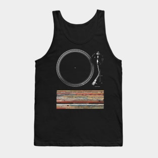 Turntable and Vintage Vinyl Records - Retro Music Design Tank Top